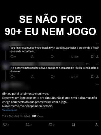 Se n&atilde;o for 90+ eu nem jogo